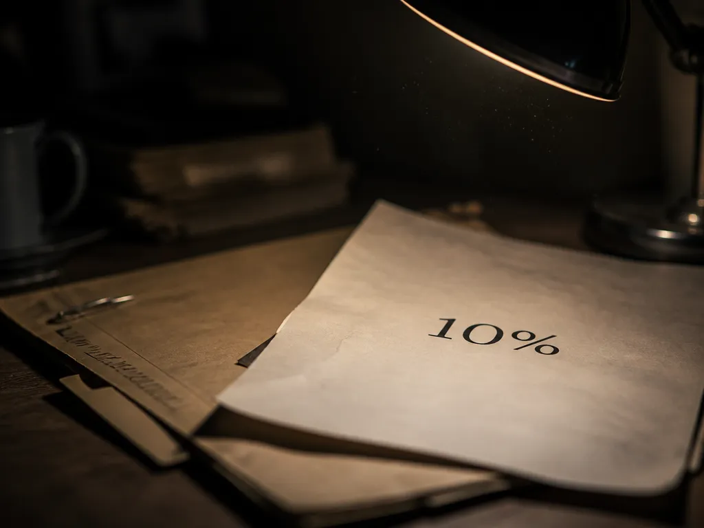 A close-up photograph of a worn manila text file folder and a single sheet…
